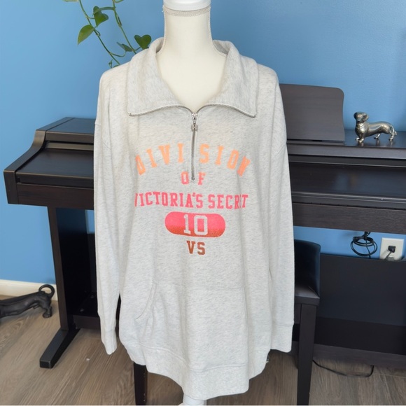 Victoria Secret 1/4 Zip Up Pullover Long Sweatshirt Womens Size Large - Picture 1 of 13